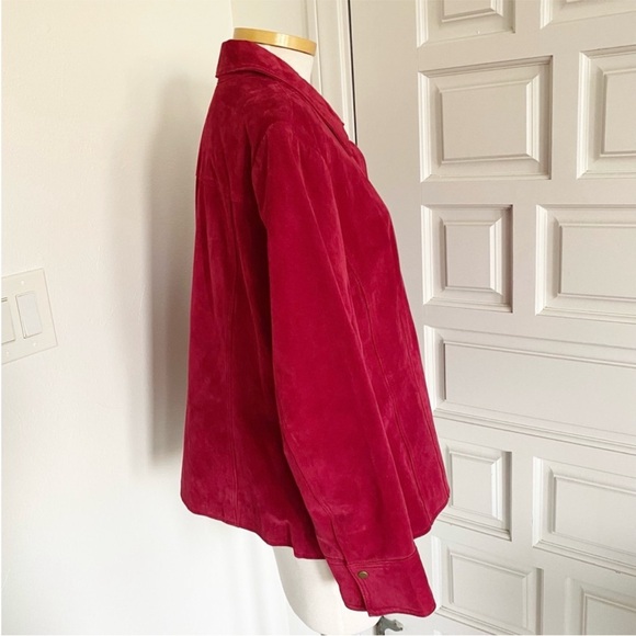 Coldwater Creek Red Suede Leather Jacket Classic Coat Size 2X - Picture 4 of 16